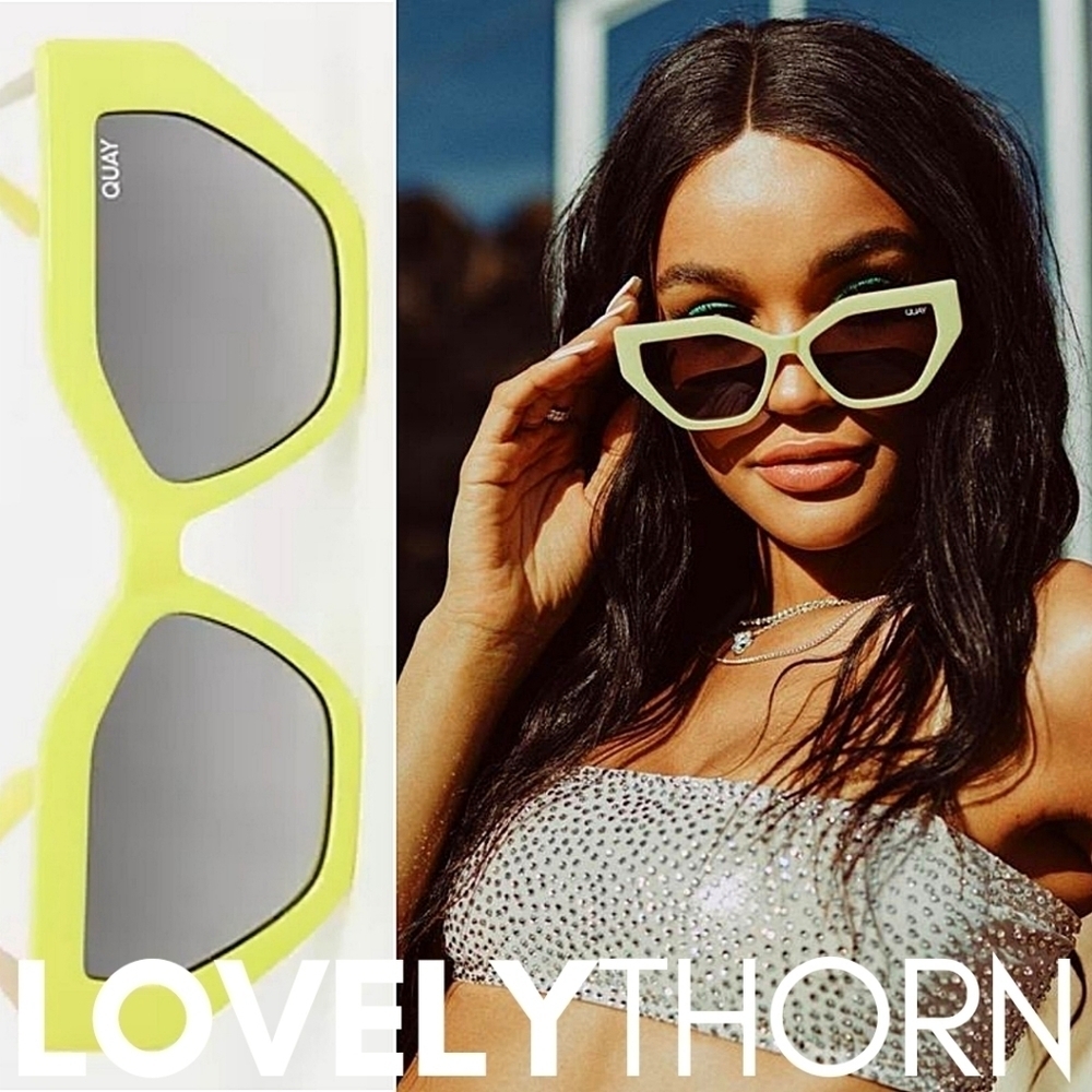QUAY // ltd ed vinyl cateye sunglasses yellow frames smoke lenses